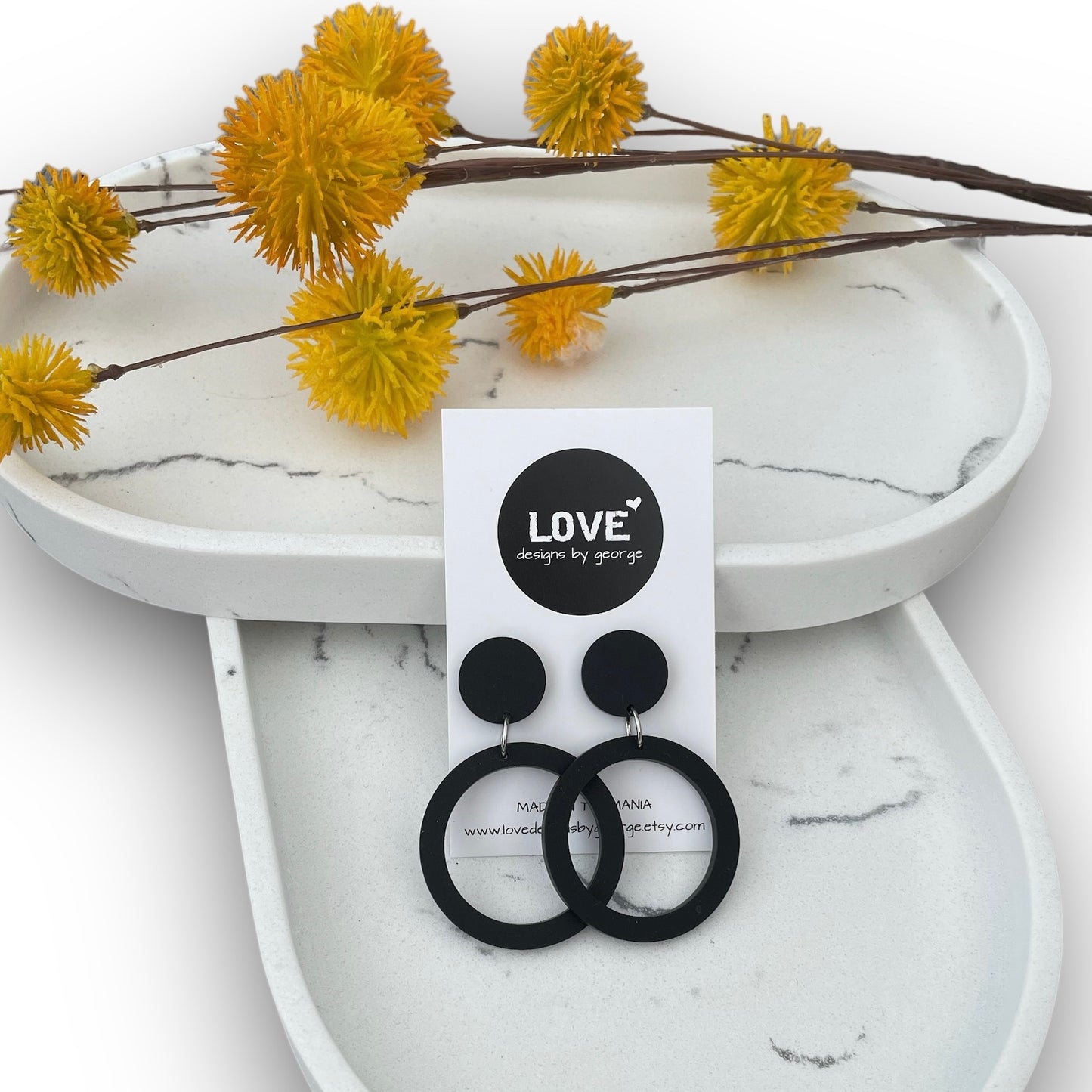 Black Acrylic Statement Earrings