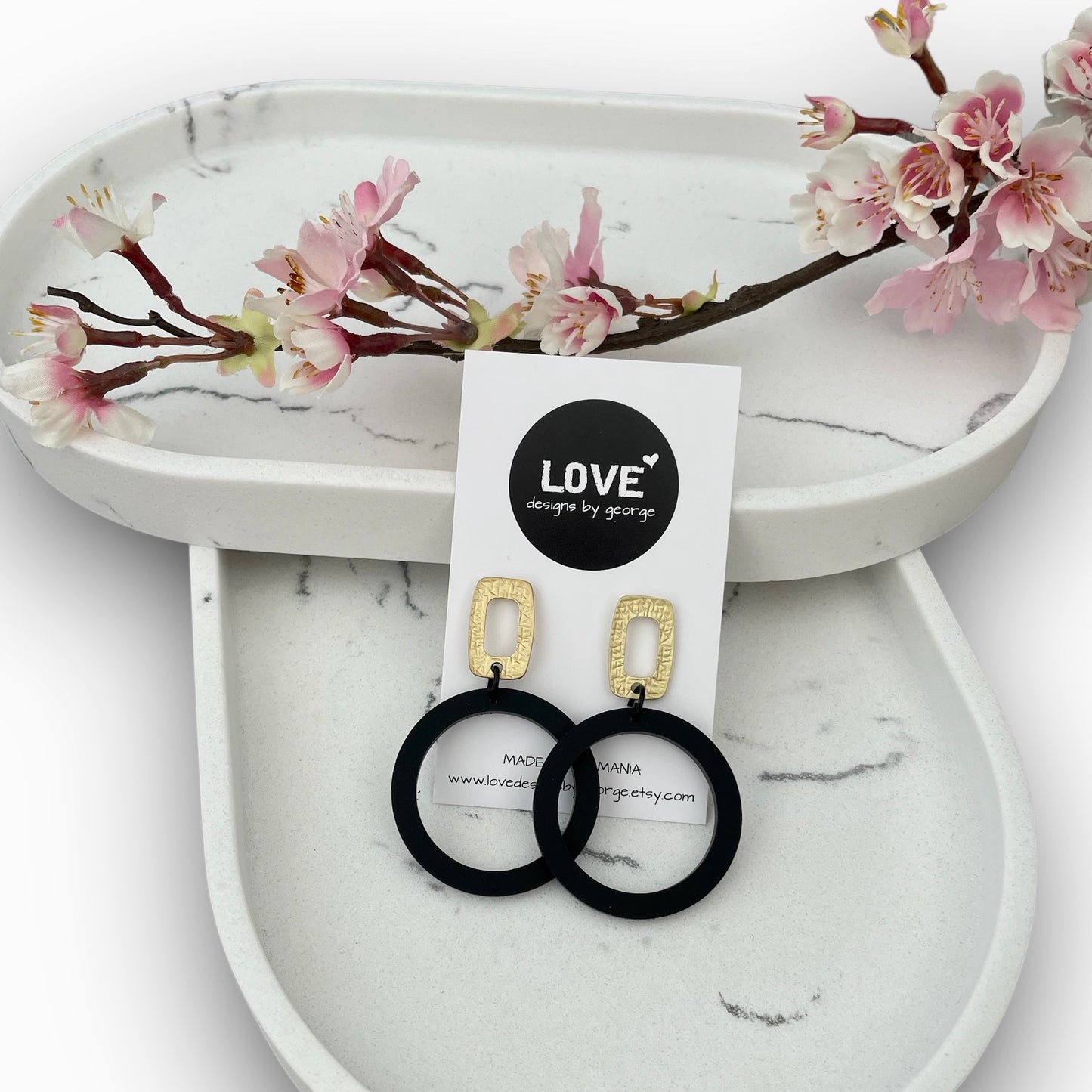 Black and Gold Statement Earrings