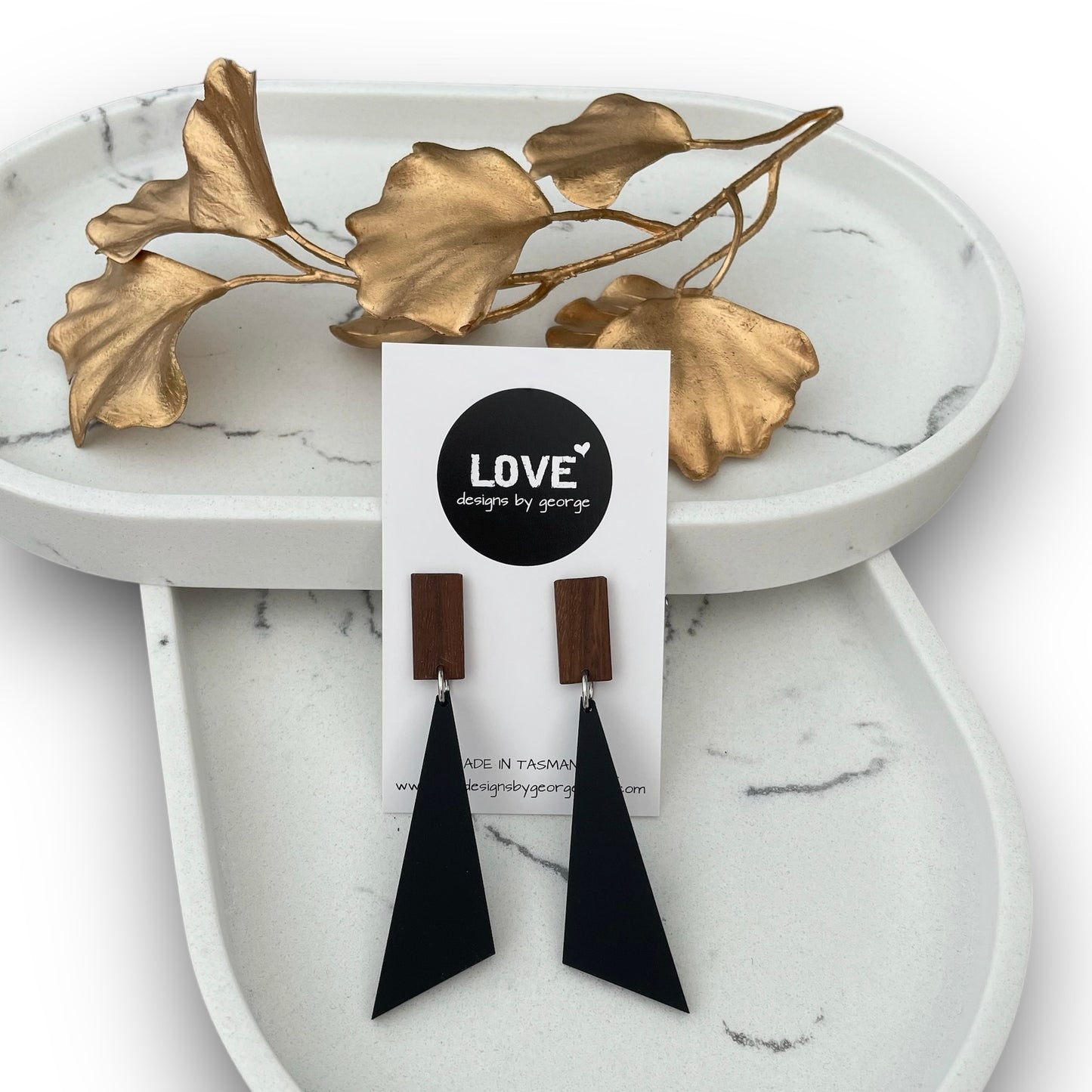 Black Acrylic Triangle Statement Earrings