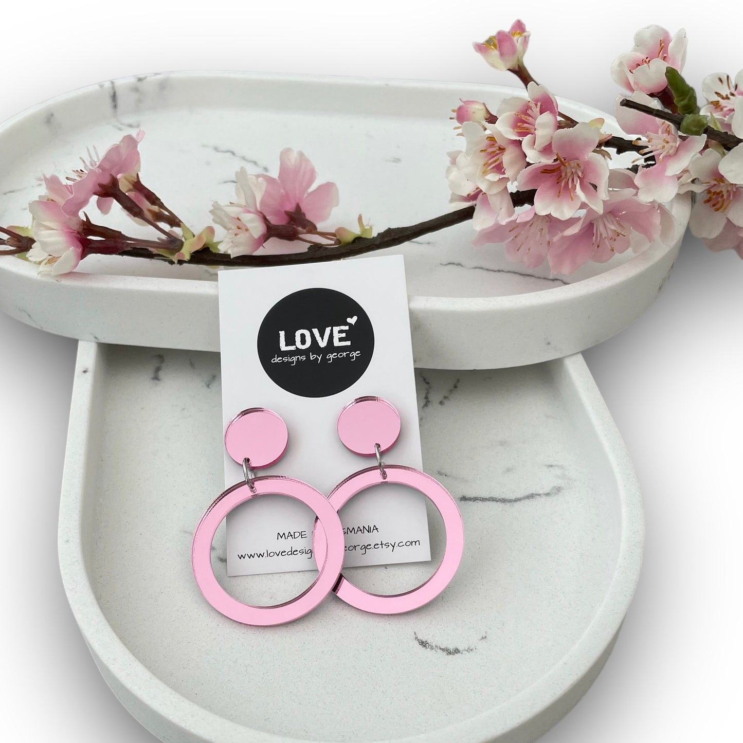 Pink Mirror Hoop Earrings