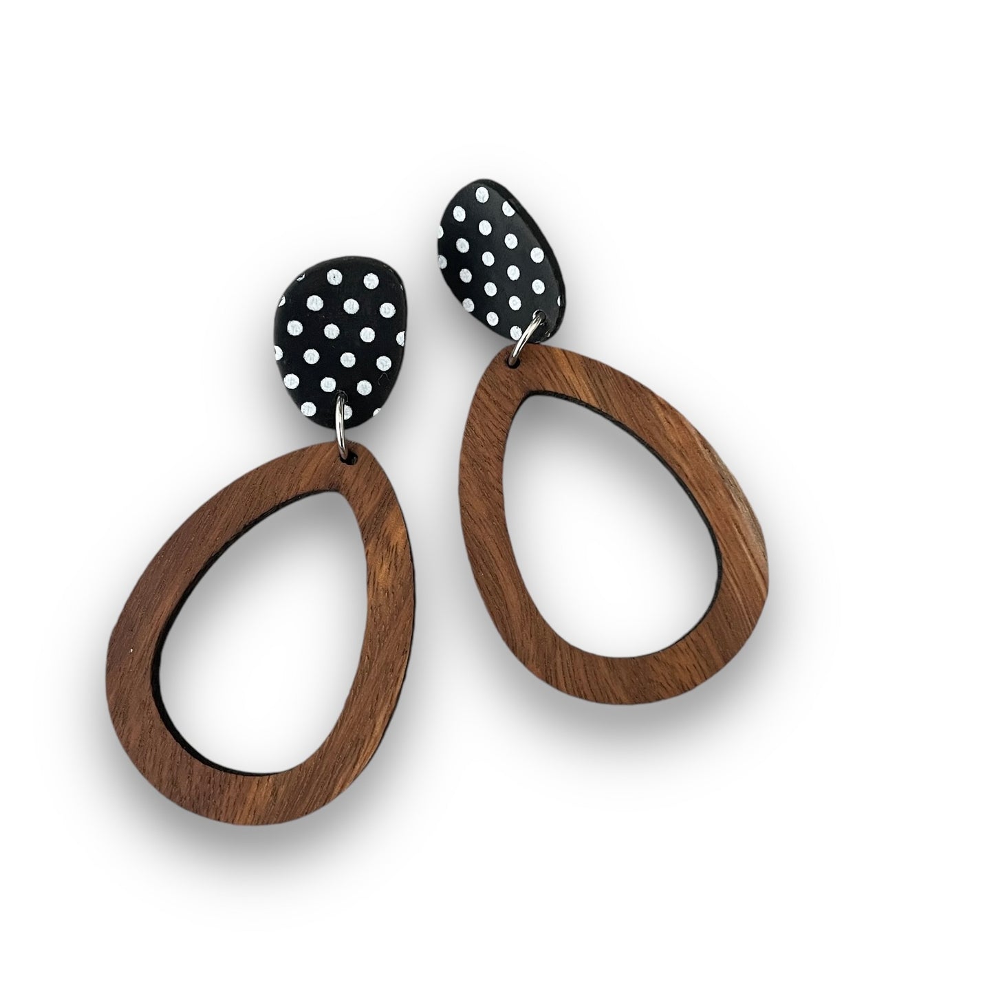 Black and White Spot Statement Earrings