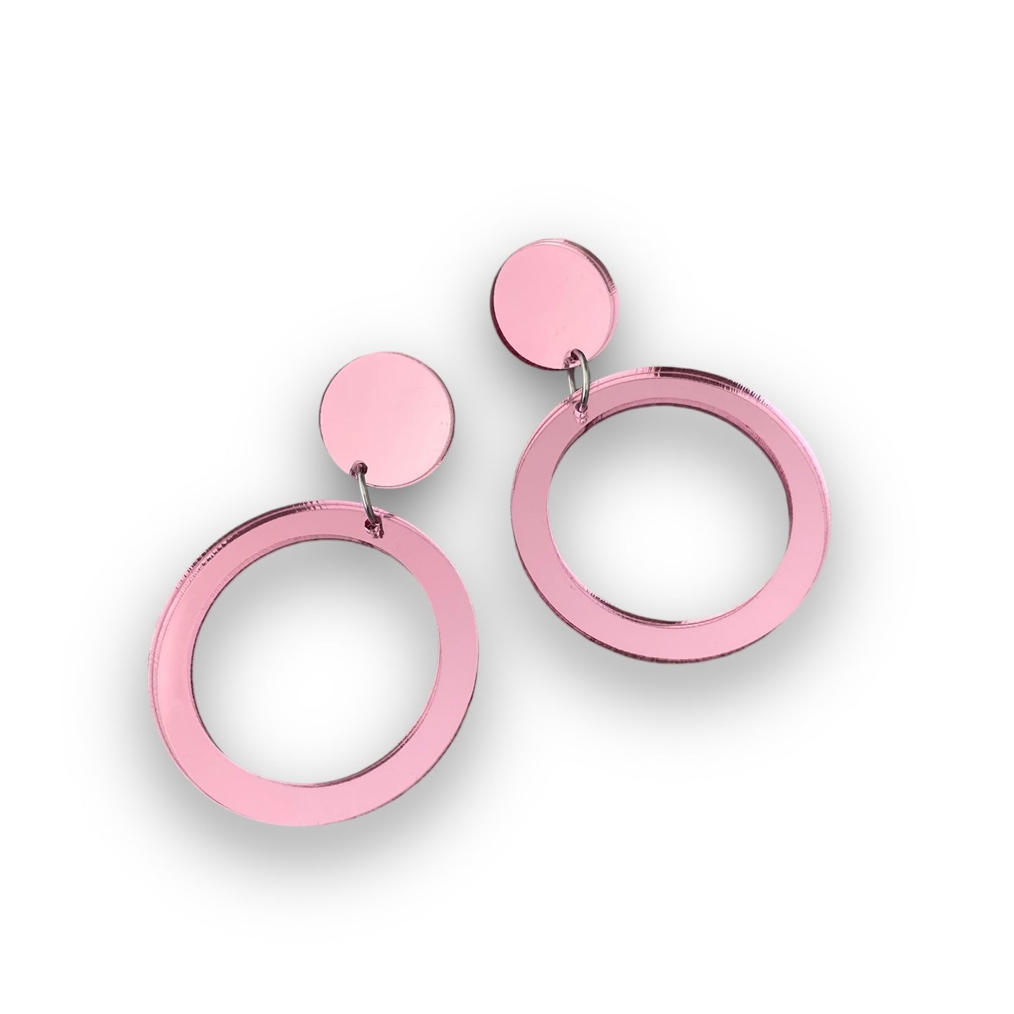 Pink Mirror Hoop Earrings