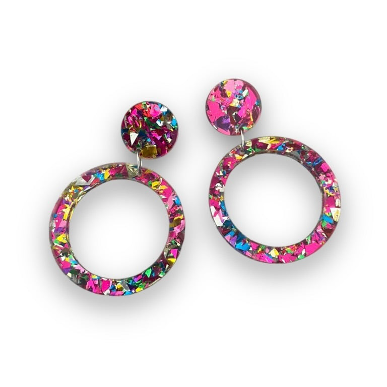 Glitter Pink Statement Earrings