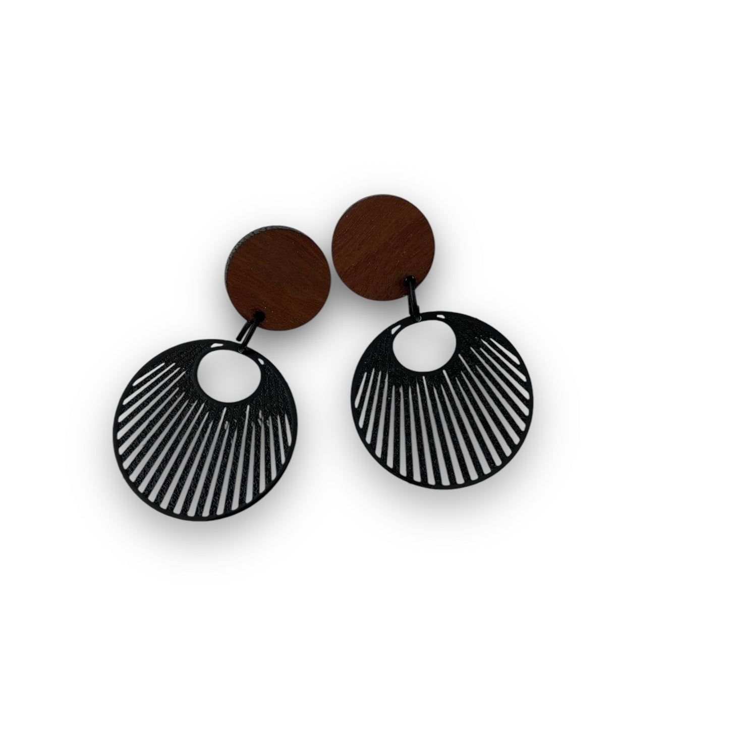 Black Filigree Wooden Statement Earrings