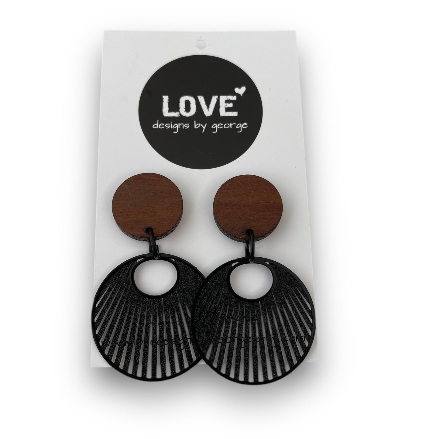 Black Filigree Wooden Statement Earrings