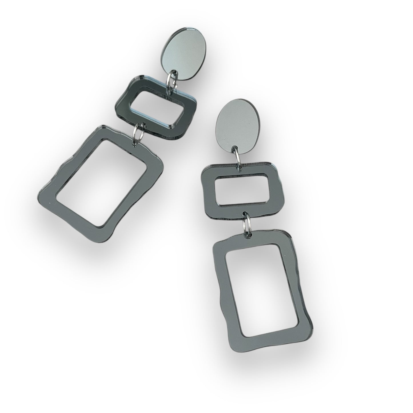 Gunmetal Grey Acrylic Statement Earrings