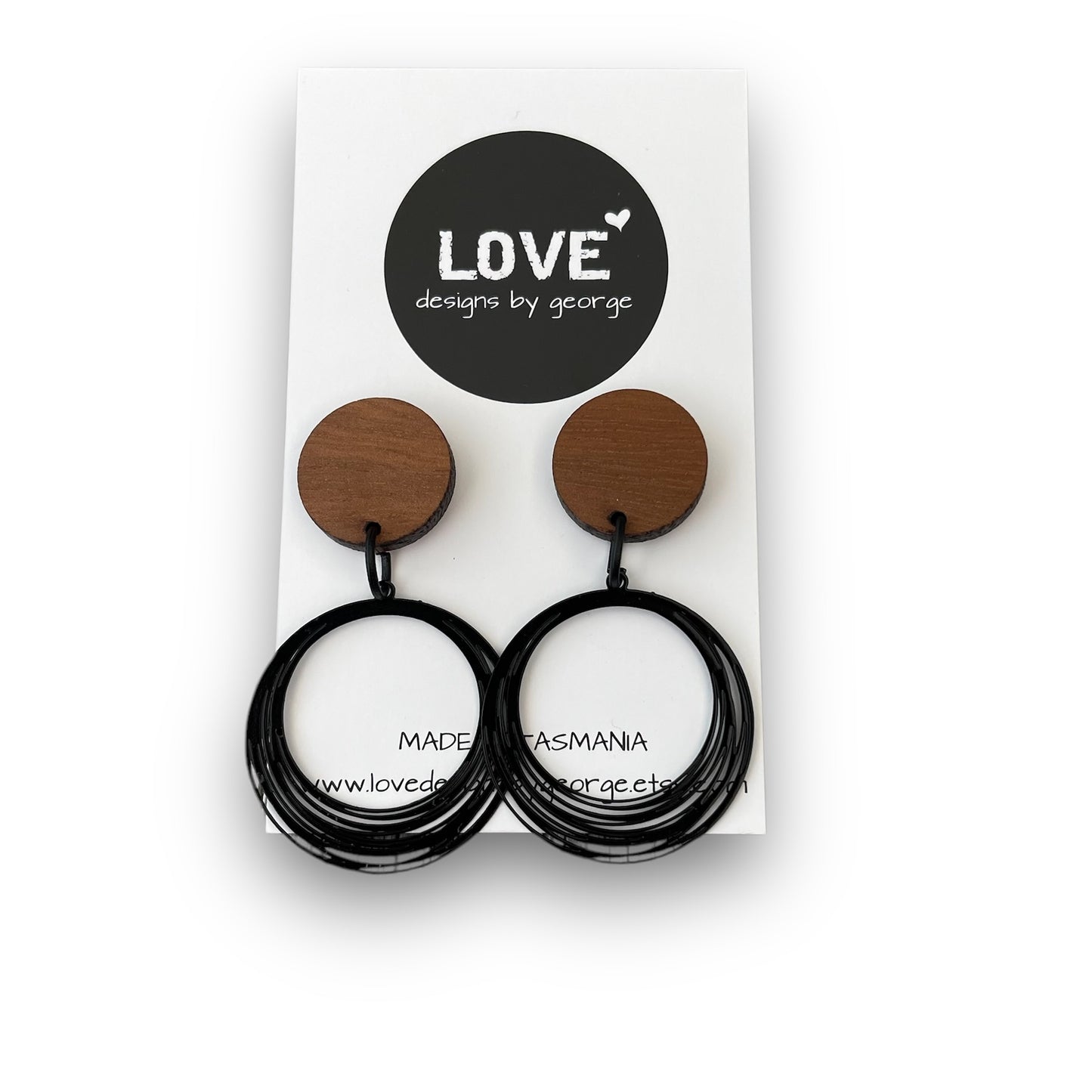 Timber and Black Filigree Earrings