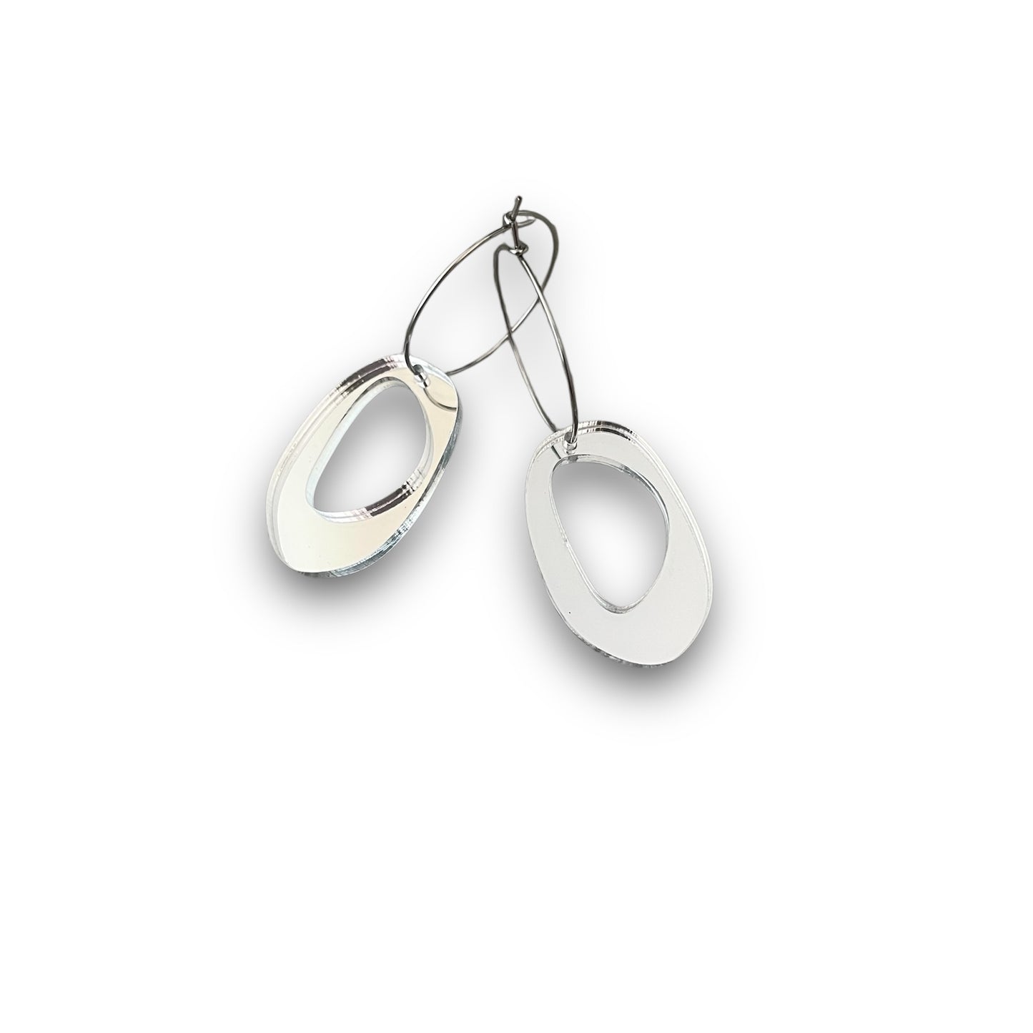Silver Mirror Acrylic Earrings