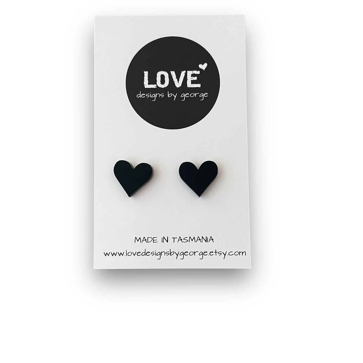 Black Acrylic Heart Stud Earrings