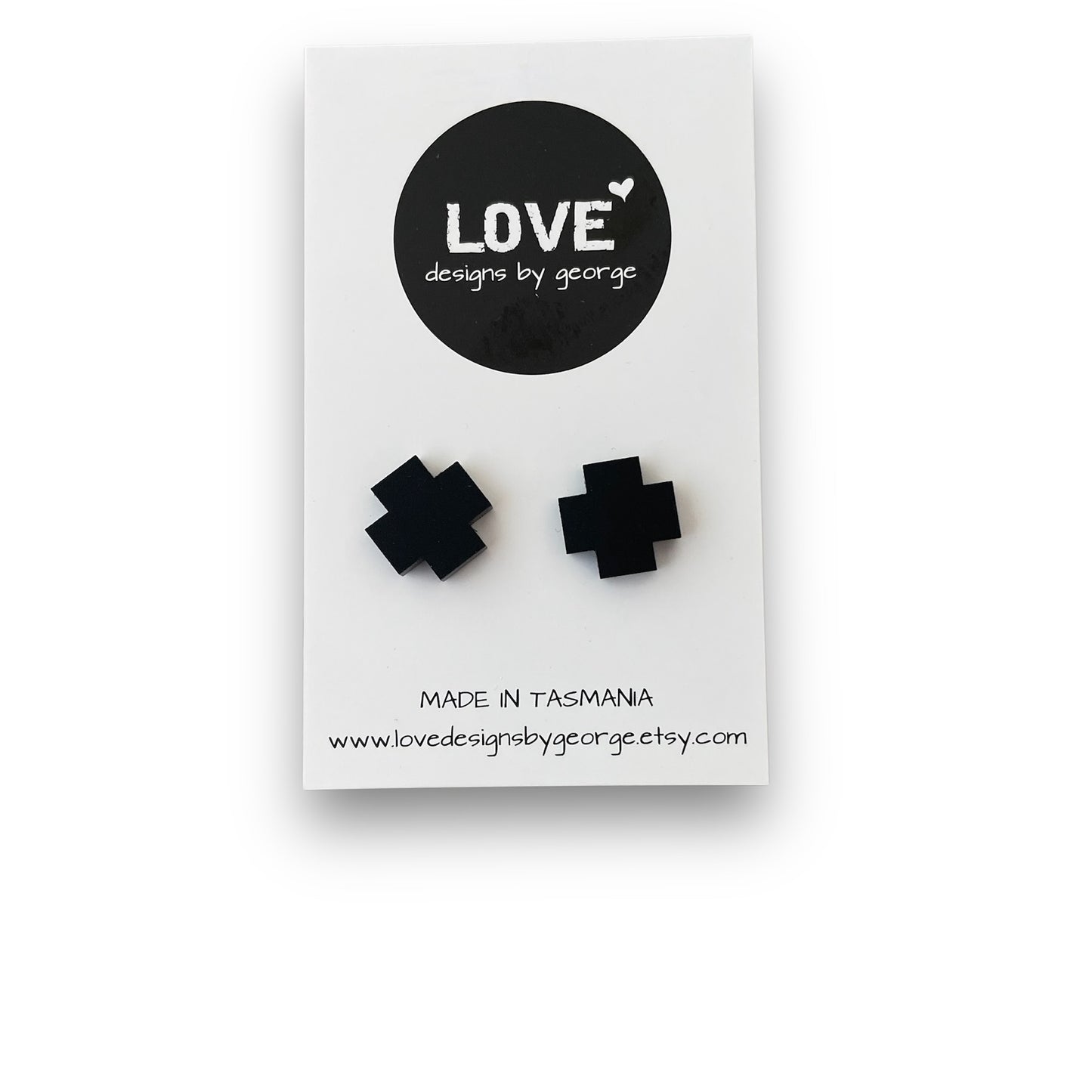 Black Acrylic Cross Studs