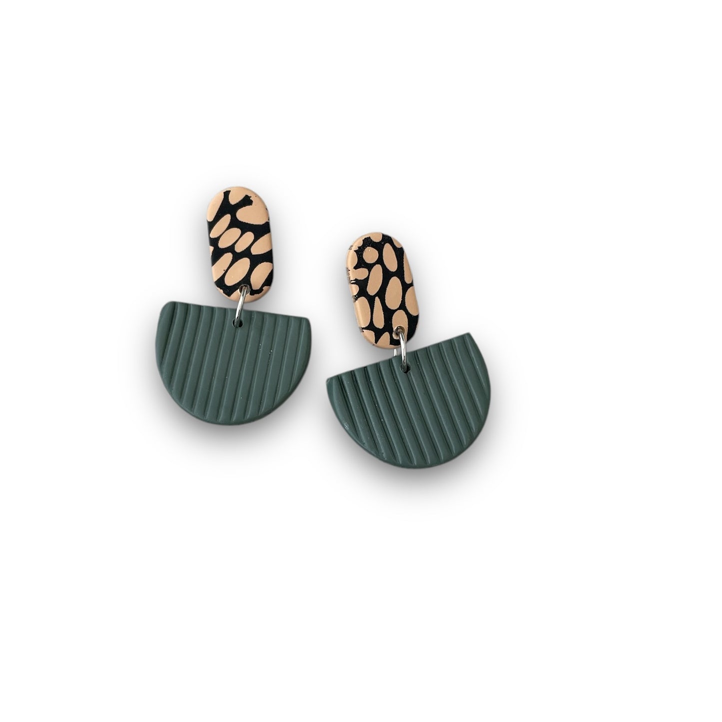 Leopard Print and Green Earrings