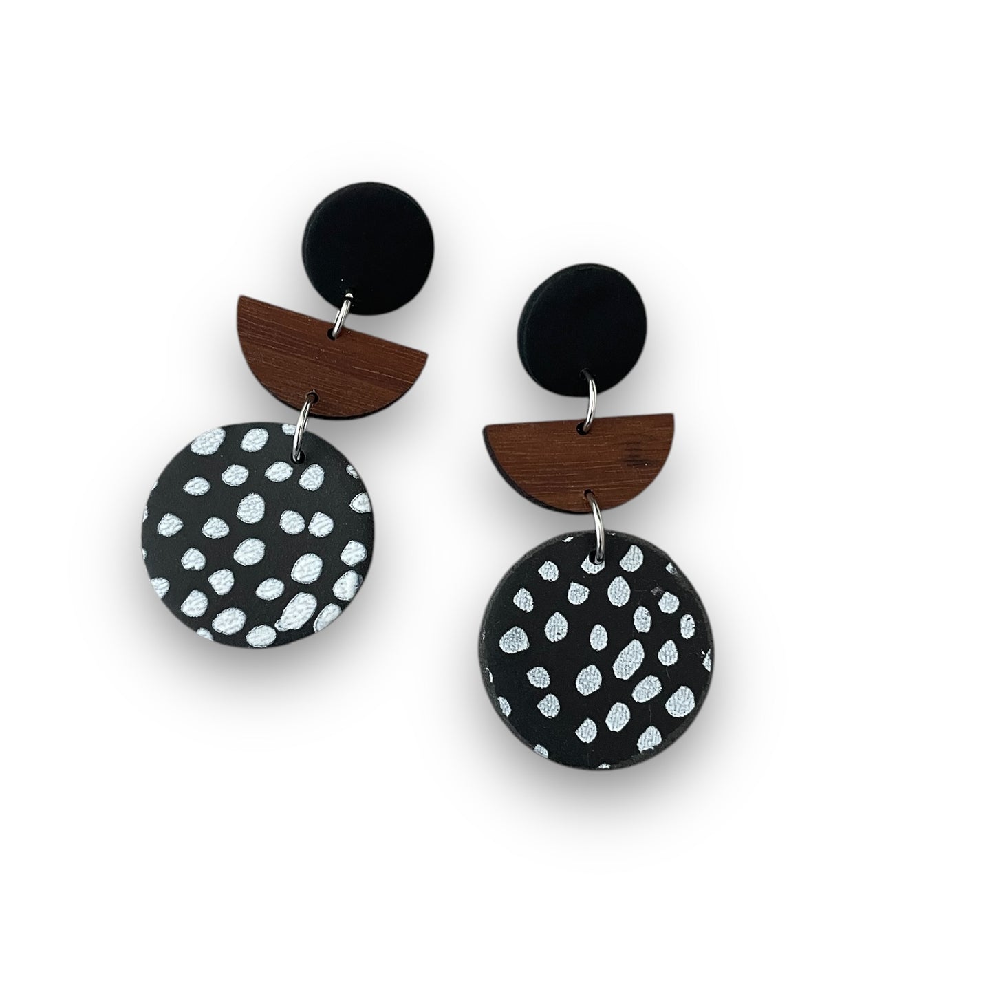 Black and White Spot Statement Earrings