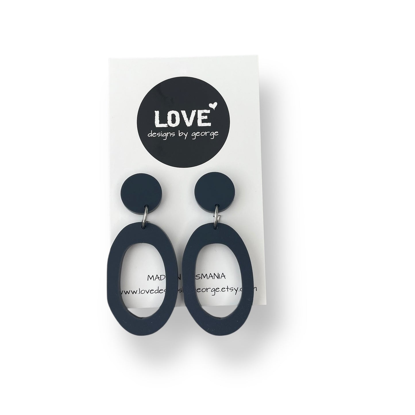 Navy Acrylic Dangle Earrings