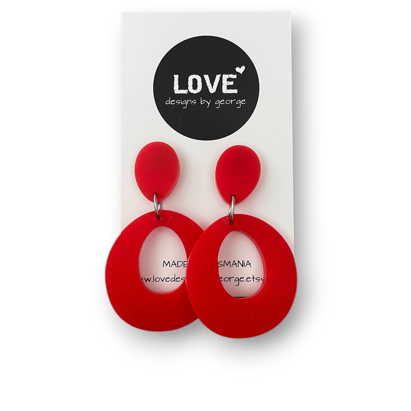 Red Acrylic Statement Earrings