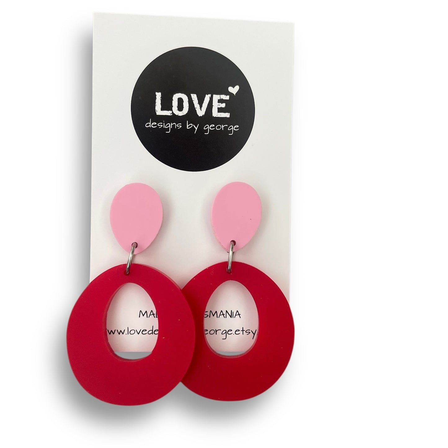 Pink and Red Acrylic Statement Earrings