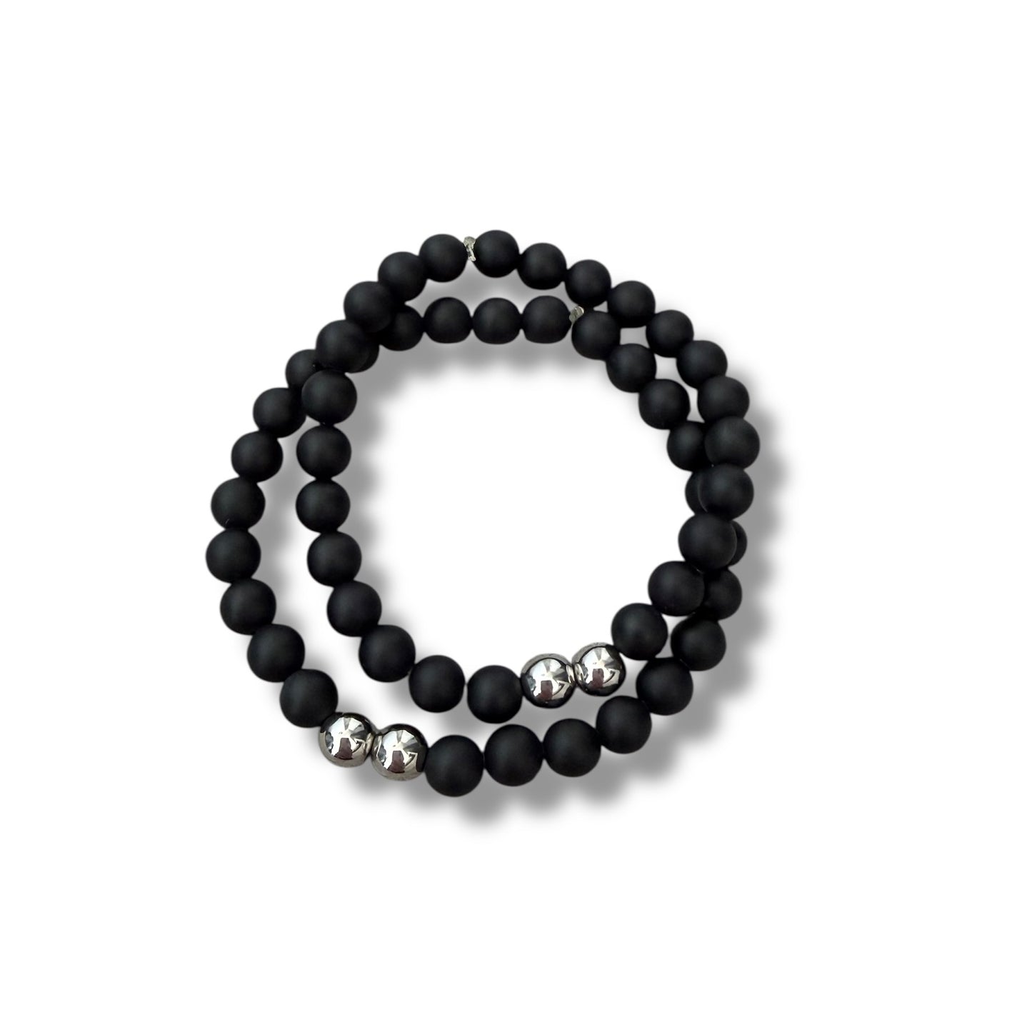 Matt Black Beaded Bracelet