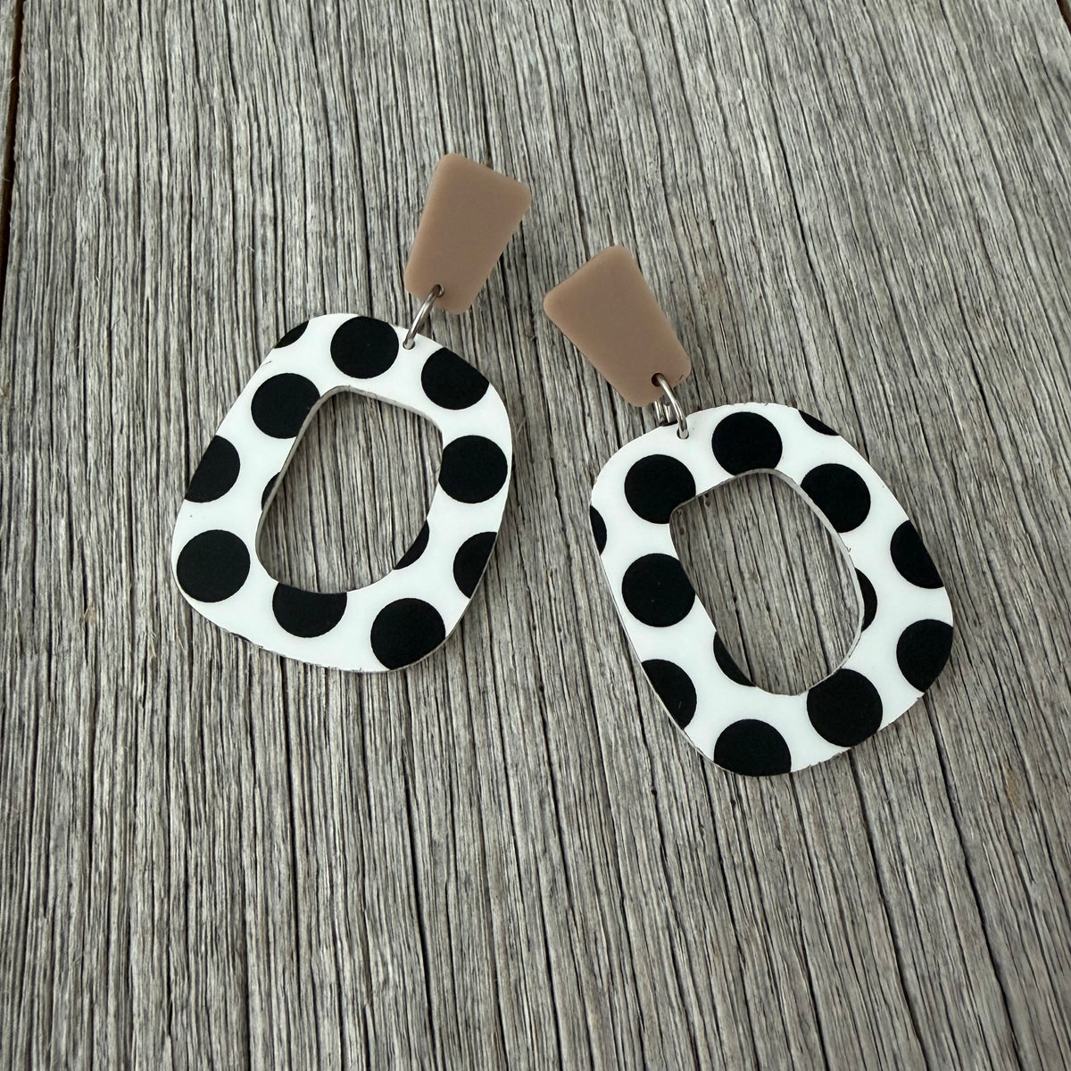 Black and White Spot Statement Earrings