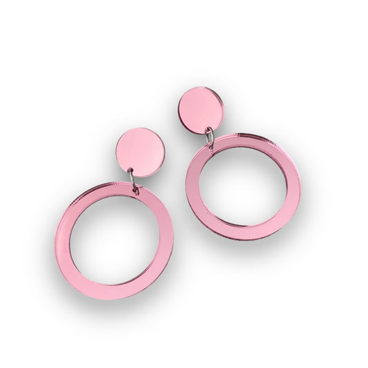 Pink Mirror Hoop Earrings