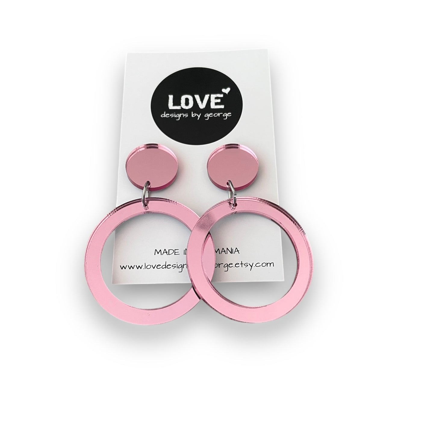 Pink Mirror Hoop Earrings
