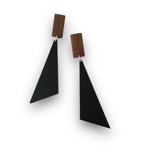 Black Acrylic Triangle Statement Earrings