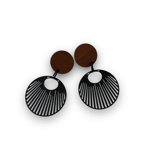 Black Filigree Wooden Statement Earrings