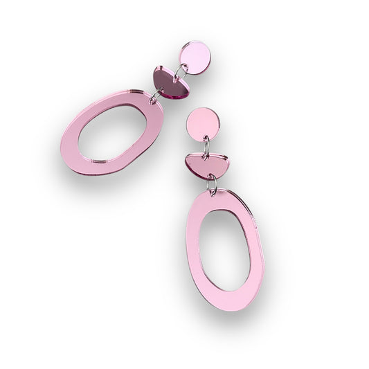 Pink Mirror Acrylic Statement Earrings