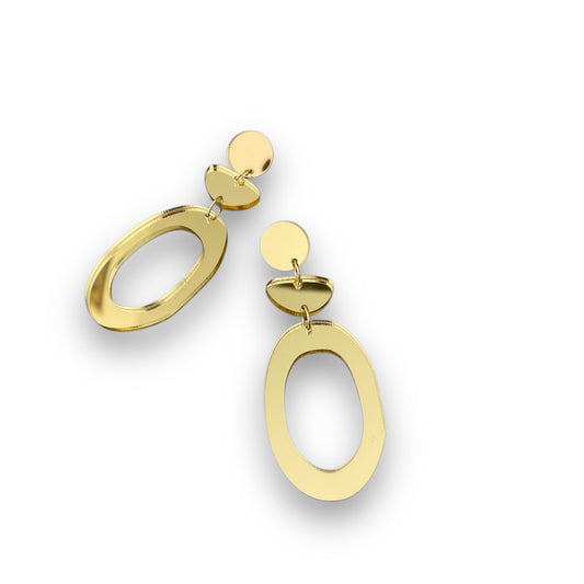 Gold Mirror Sparkly Acrylic Statement Earrings