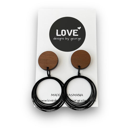 Timber and Black Filigree Earrings