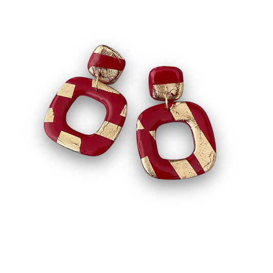 Red and Gold Statement Earrings
