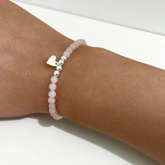 Pink Rose Quartz Charm Bracelet