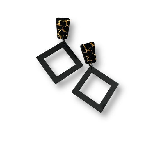 Black and Gold Acrylic Earrings
