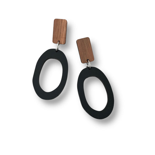 Timber and Black Hoop Statement Earrings