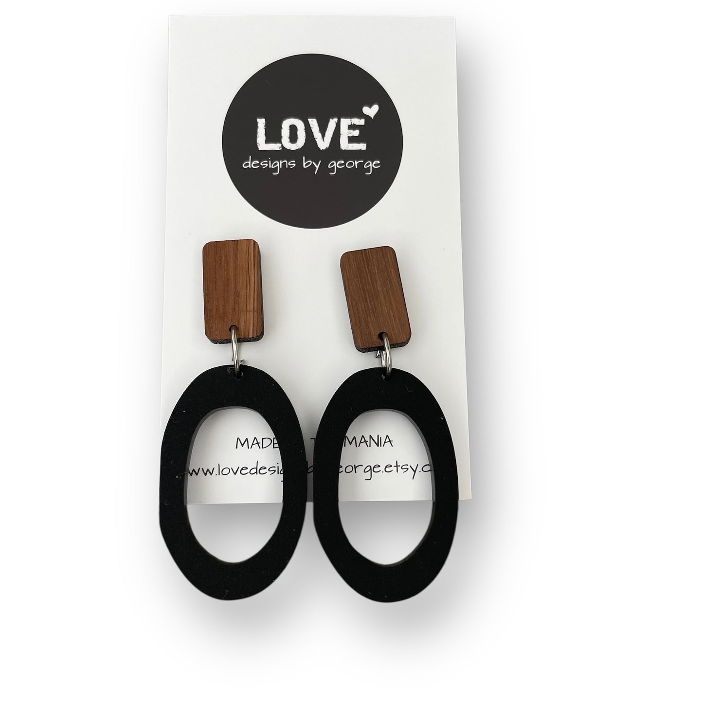 Timber and Black Hoop Statement Earrings