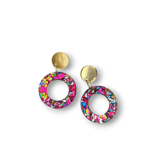 Pink Glitter Statement Earrings