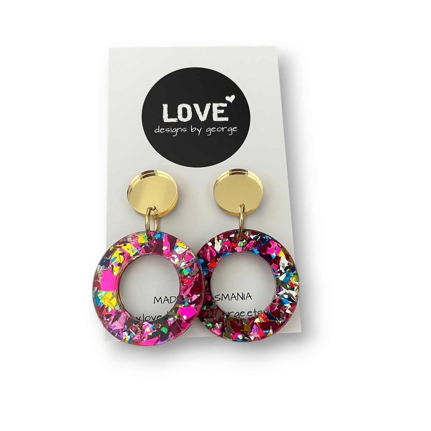 Pink Glitter Statement Earrings