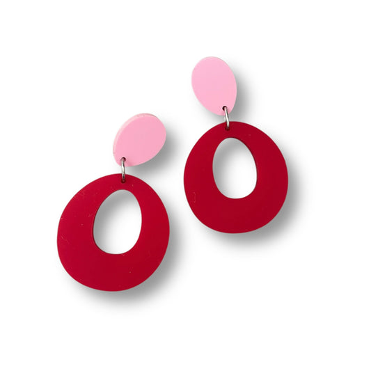 Pink and Red Acrylic Statement Earrings