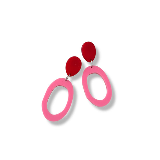 Pink and Red Acrylic Drop Earrings
