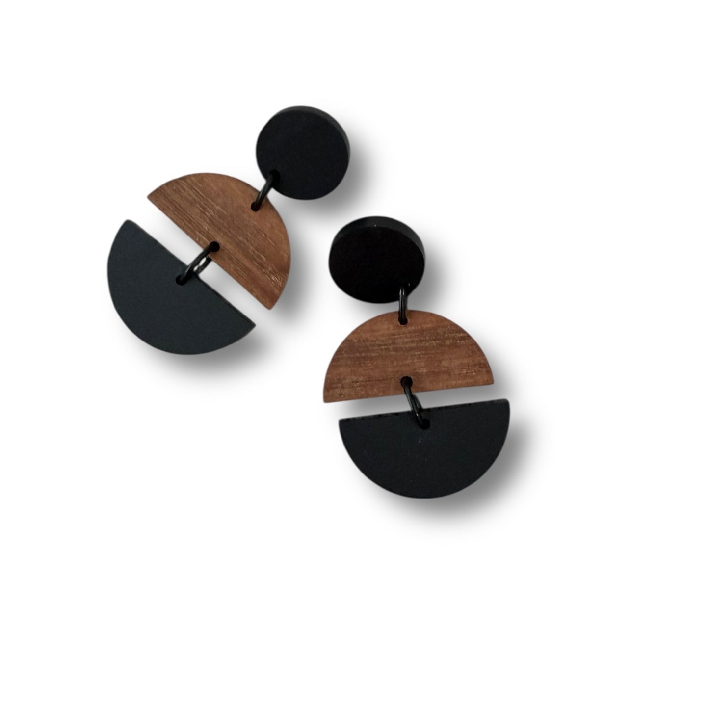 Timber and Black Acrylic Earrings