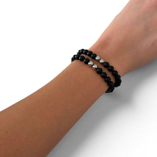 Matt Black Beaded Bracelet