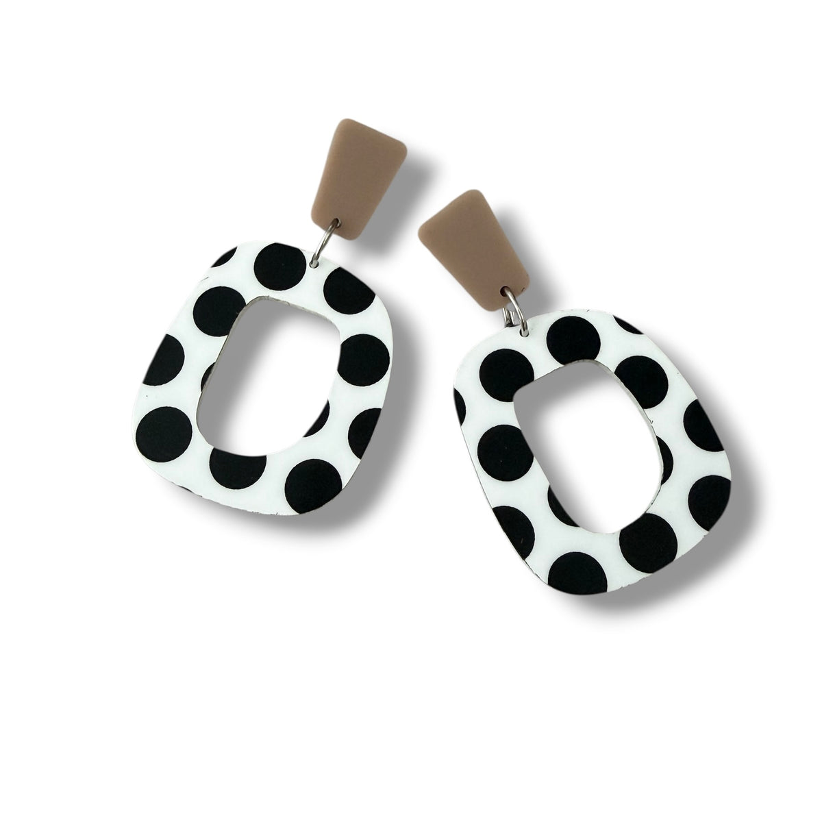 Black and White Spot Statement Earrings