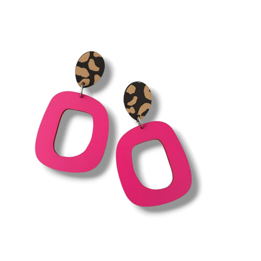 Leopard Print and Pink Earrings