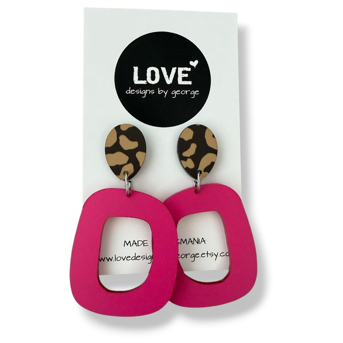 Leopard Print and Pink Earrings