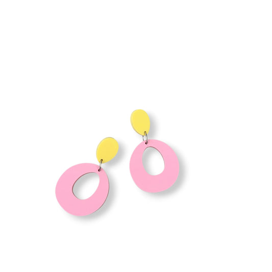 Pink and Yellow Acrylic Statement Earrings