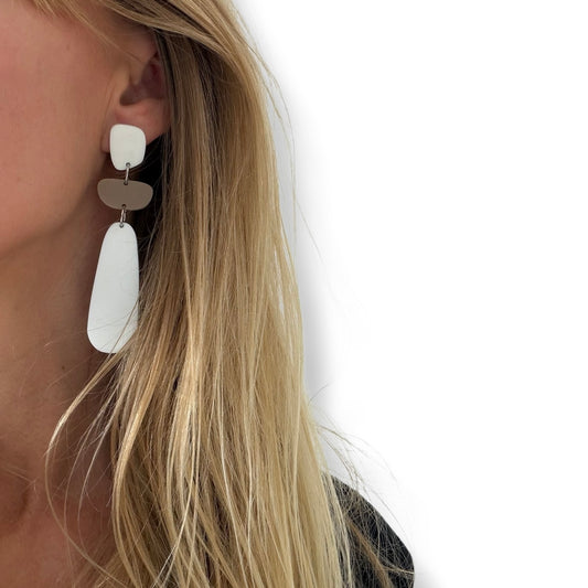 White Acrylic Statement Earrings